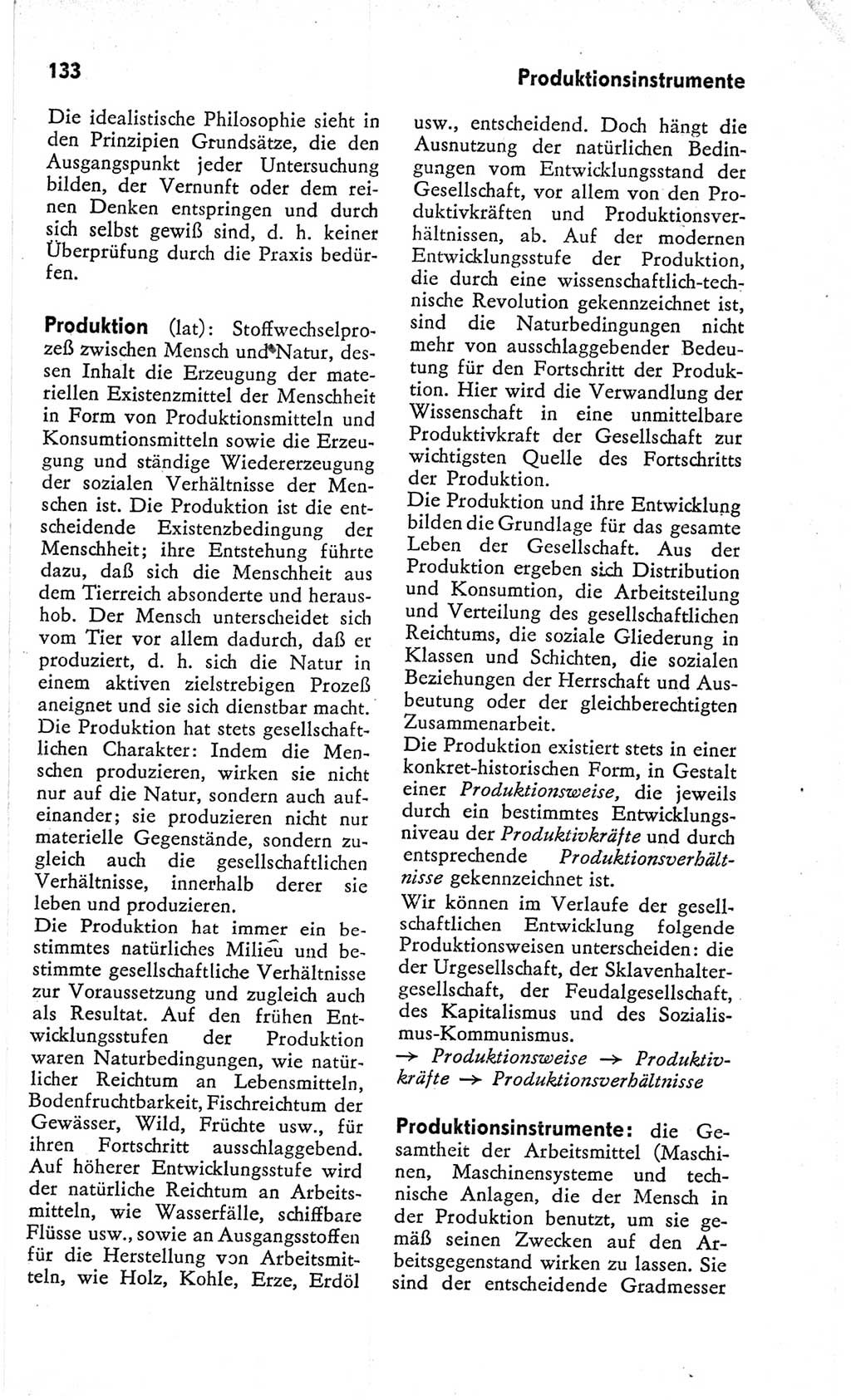 Kleines Wörterbuch der marxistisch-leninistischen Philosophie [Deutsche Demokratische Republik (DDR)] 1966, Seite 133 (Kl. Wb. ML Phil. DDR 1966, S. 133)