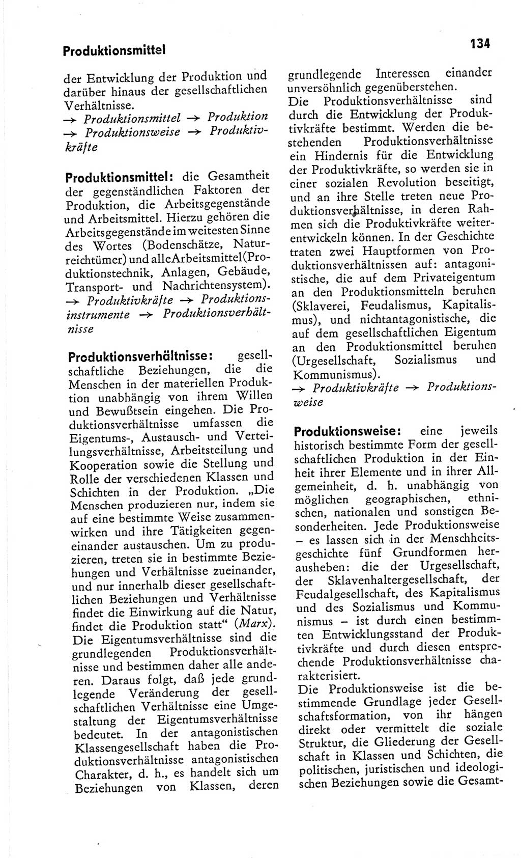 Kleines Wörterbuch der marxistisch-leninistischen Philosophie [Deutsche Demokratische Republik (DDR)] 1966, Seite 134 (Kl. Wb. ML Phil. DDR 1966, S. 134)