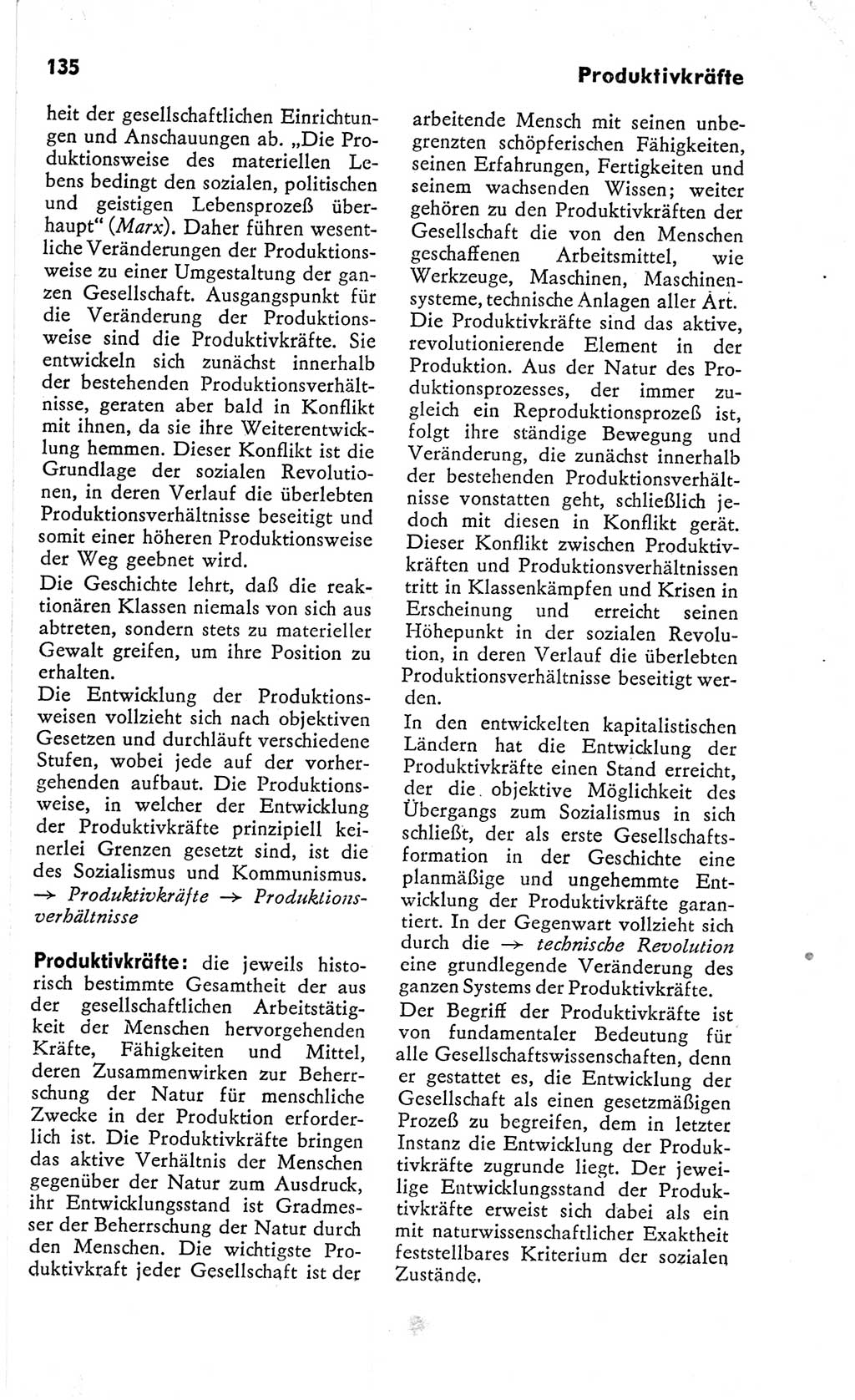 Kleines Wörterbuch der marxistisch-leninistischen Philosophie [Deutsche Demokratische Republik (DDR)] 1966, Seite 135 (Kl. Wb. ML Phil. DDR 1966, S. 135)