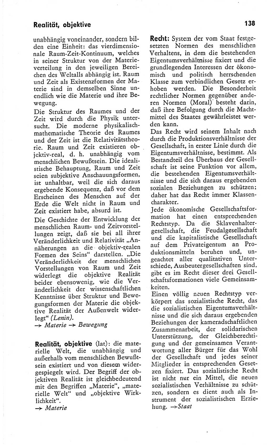Kleines Wörterbuch der marxistisch-leninistischen Philosophie [Deutsche Demokratische Republik (DDR)] 1966, Seite 138 (Kl. Wb. ML Phil. DDR 1966, S. 138)