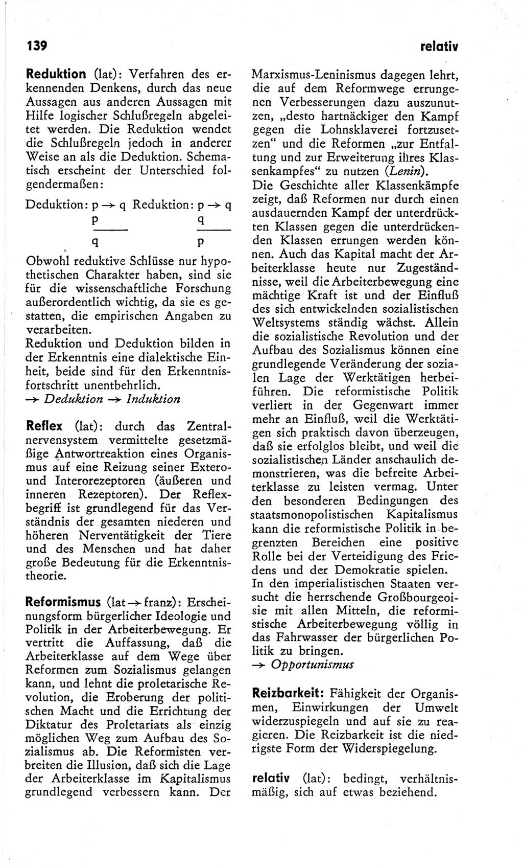 Kleines Wörterbuch der marxistisch-leninistischen Philosophie [Deutsche Demokratische Republik (DDR)] 1966, Seite 139 (Kl. Wb. ML Phil. DDR 1966, S. 139)