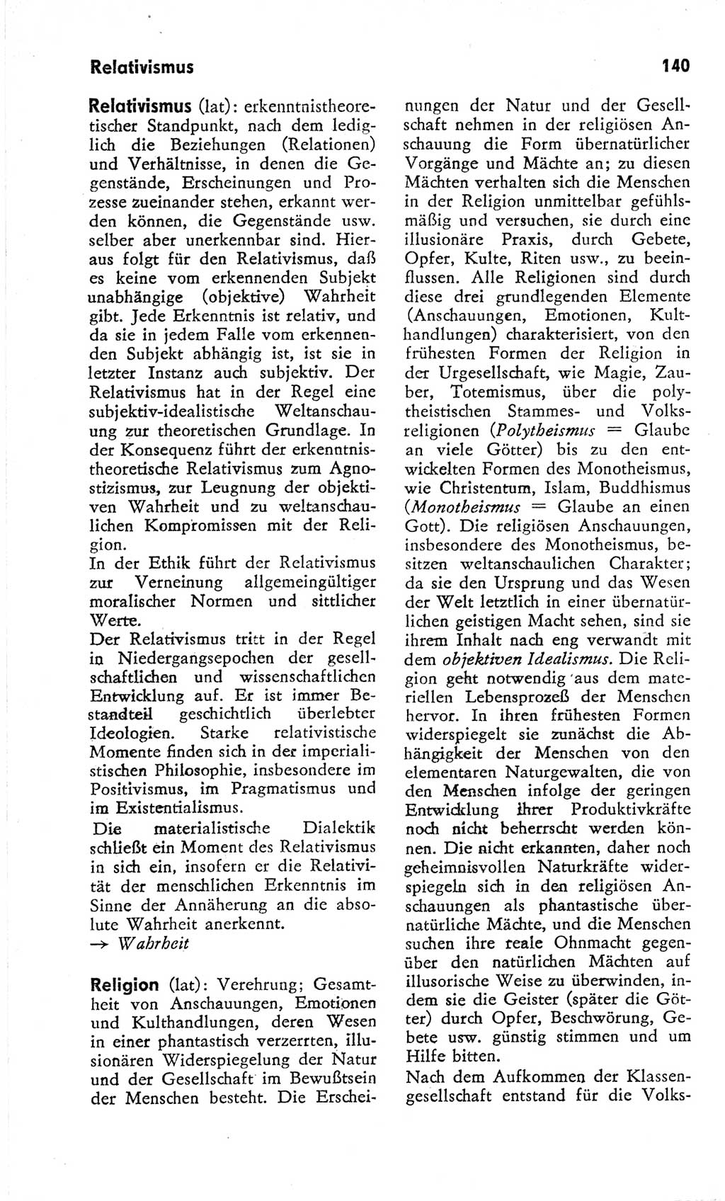 Kleines Wörterbuch der marxistisch-leninistischen Philosophie [Deutsche Demokratische Republik (DDR)] 1966, Seite 140 (Kl. Wb. ML Phil. DDR 1966, S. 140)