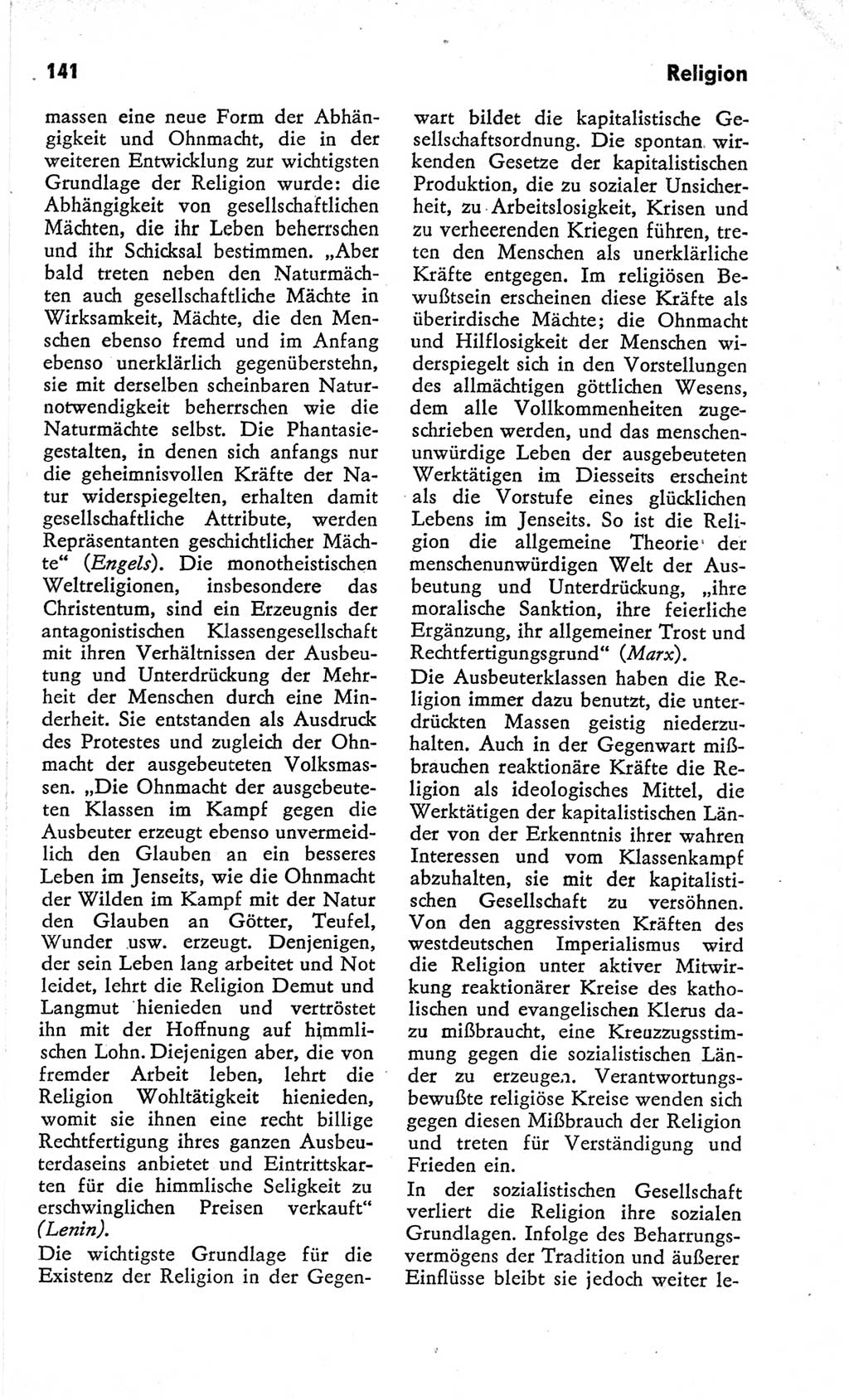 Kleines Wörterbuch der marxistisch-leninistischen Philosophie [Deutsche Demokratische Republik (DDR)] 1966, Seite 141 (Kl. Wb. ML Phil. DDR 1966, S. 141)