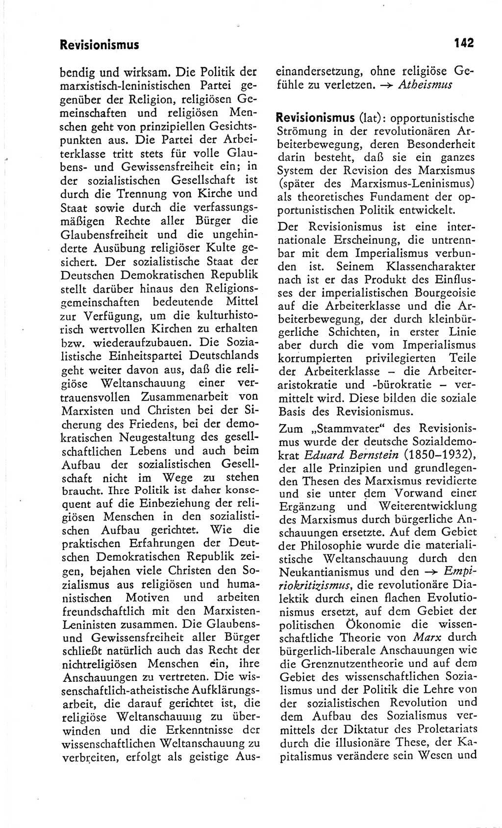 Kleines Wörterbuch der marxistisch-leninistischen Philosophie [Deutsche Demokratische Republik (DDR)] 1966, Seite 142 (Kl. Wb. ML Phil. DDR 1966, S. 142)