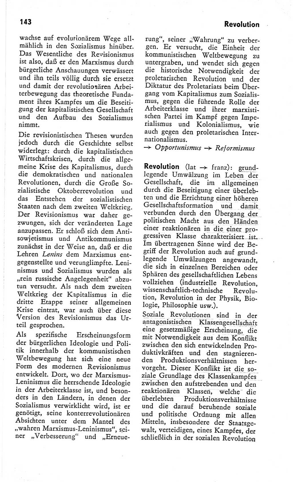 Kleines Wörterbuch der marxistisch-leninistischen Philosophie [Deutsche Demokratische Republik (DDR)] 1966, Seite 143 (Kl. Wb. ML Phil. DDR 1966, S. 143)