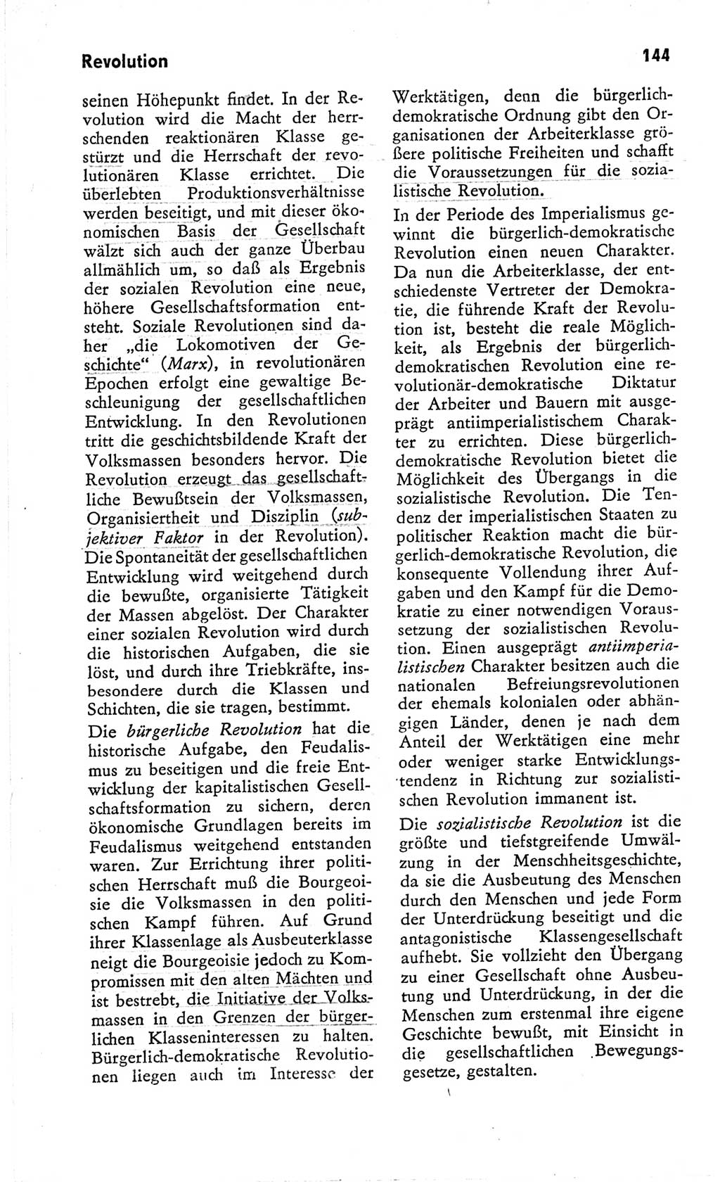 Kleines Wörterbuch der marxistisch-leninistischen Philosophie [Deutsche Demokratische Republik (DDR)] 1966, Seite 144 (Kl. Wb. ML Phil. DDR 1966, S. 144)