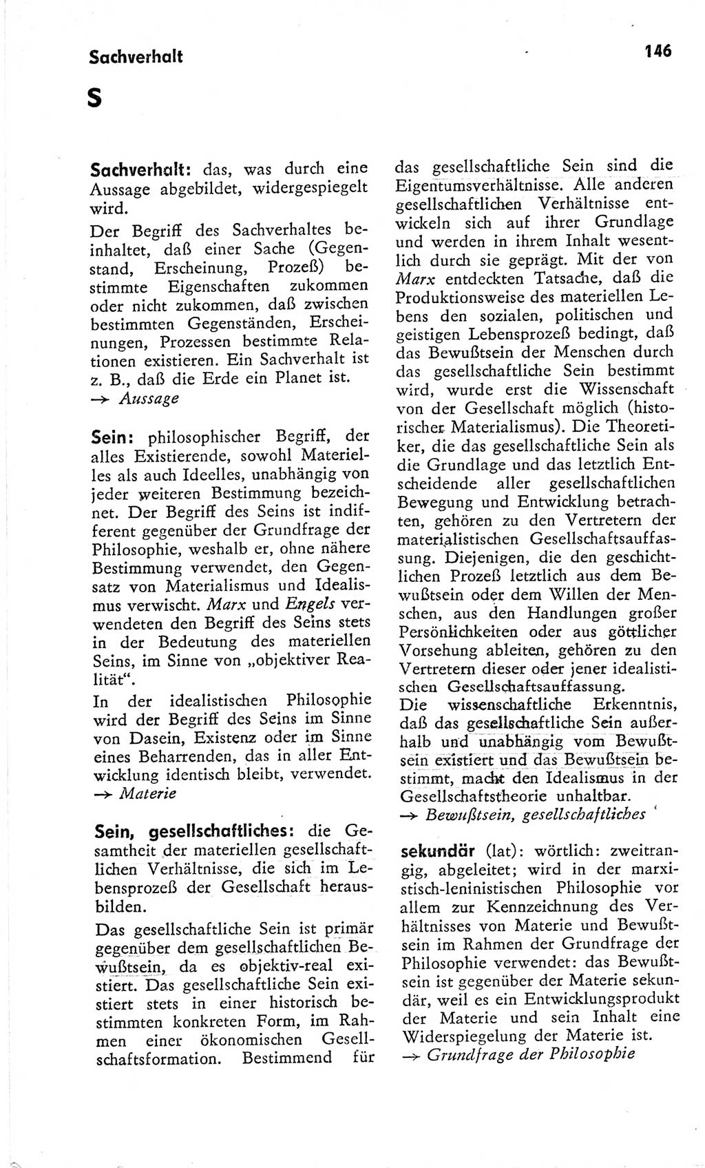 Kleines Wörterbuch der marxistisch-leninistischen Philosophie [Deutsche Demokratische Republik (DDR)] 1966, Seite 146 (Kl. Wb. ML Phil. DDR 1966, S. 146)