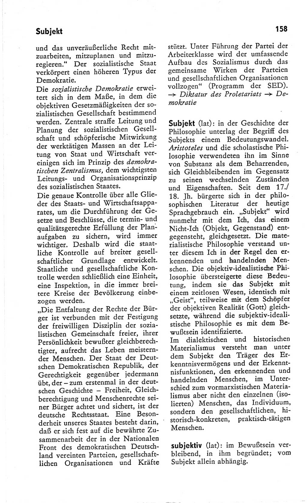 Kleines Wörterbuch der marxistisch-leninistischen Philosophie [Deutsche Demokratische Republik (DDR)] 1966, Seite 158 (Kl. Wb. ML Phil. DDR 1966, S. 158)