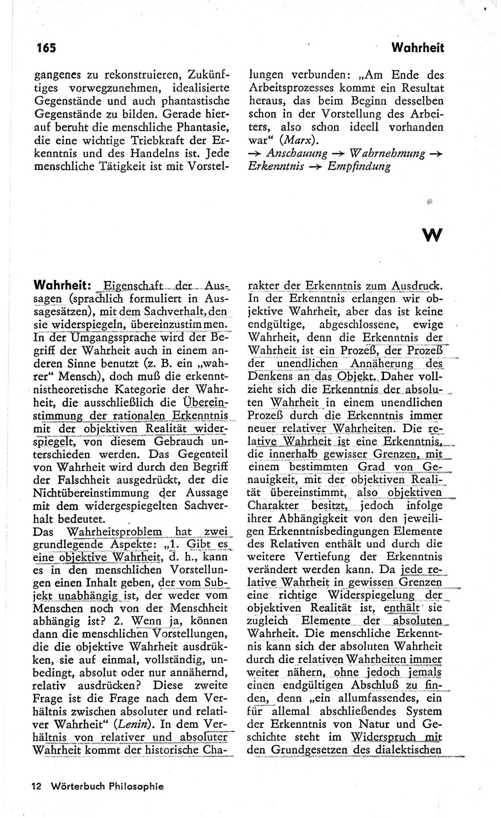Kleines Wörterbuch der marxistisch-leninistischen Philosophie [Deutsche Demokratische Republik (DDR)] 1966, Seite 165 (Kl. Wb. ML Phil. DDR 1966, S. 165)
