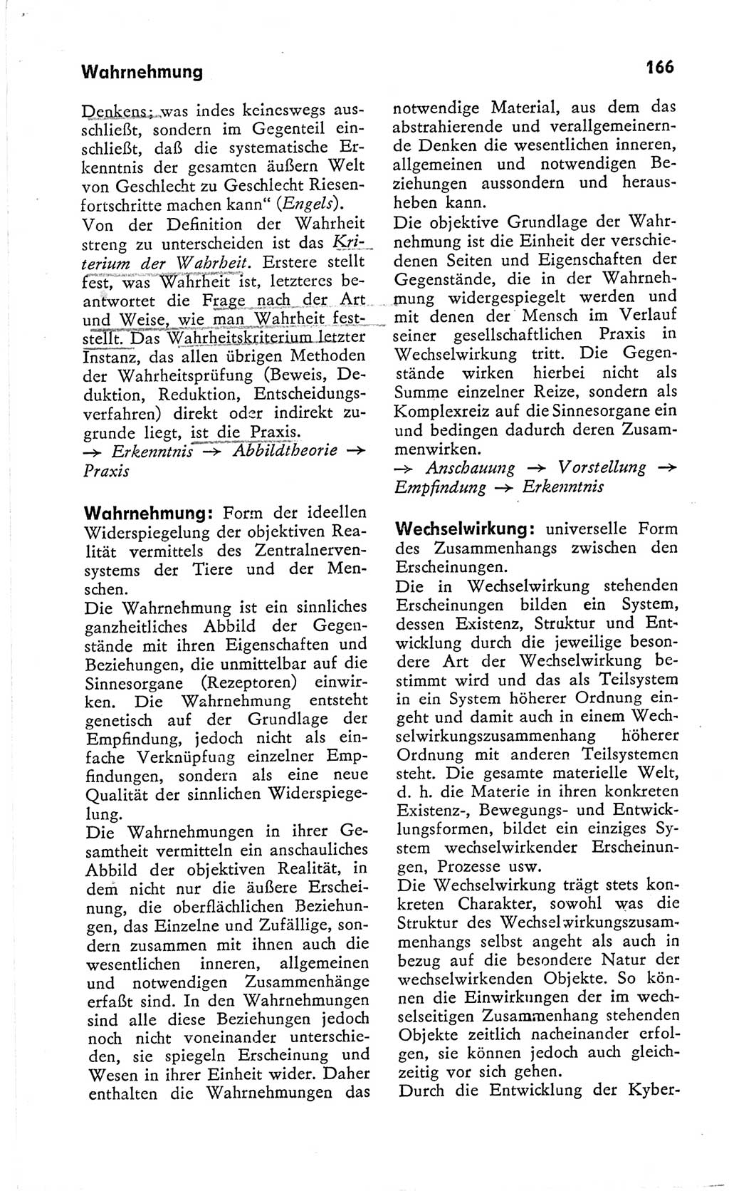 Kleines Wörterbuch der marxistisch-leninistischen Philosophie [Deutsche Demokratische Republik (DDR)] 1966, Seite 166 (Kl. Wb. ML Phil. DDR 1966, S. 166)
