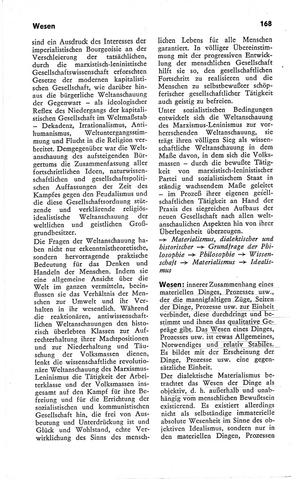 Kleines Wörterbuch der marxistisch-leninistischen Philosophie [Deutsche Demokratische Republik (DDR)] 1966, Seite 168 (Kl. Wb. ML Phil. DDR 1966, S. 168)
