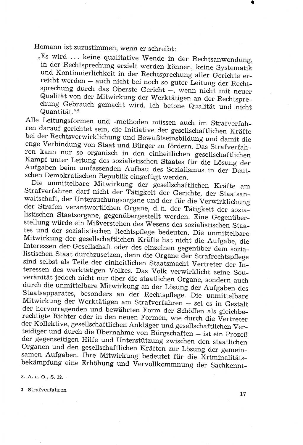 Die Mitwirkung der Werktätigen am Strafverfahren [Deutsche Demokratische Republik (DDR)] 1966, Seite 17 (Mitw. Str.-Verf. DDR 1966, S. 17)