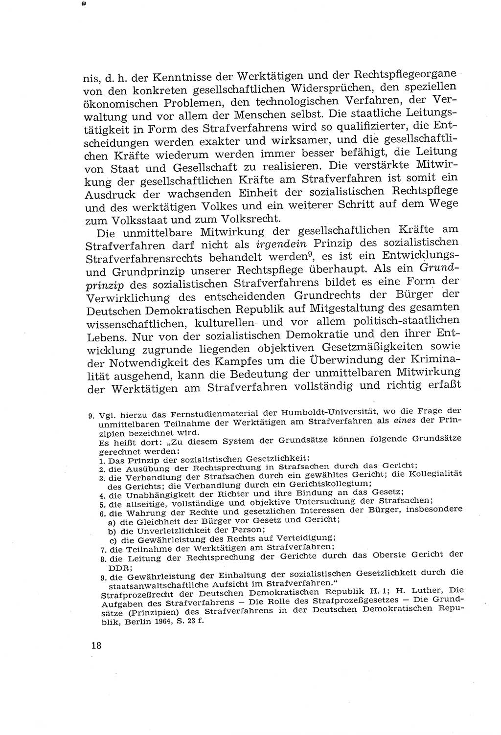 Die Mitwirkung der Werktätigen am Strafverfahren [Deutsche Demokratische Republik (DDR)] 1966, Seite 18 (Mitw. Str.-Verf. DDR 1966, S. 18)