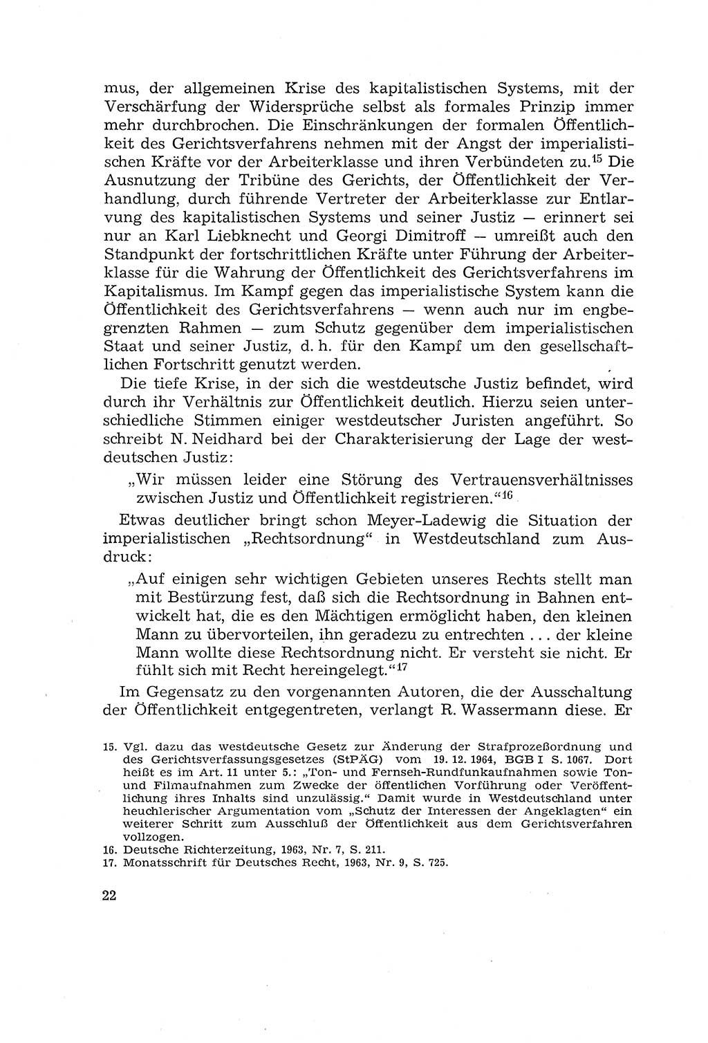 Die Mitwirkung der Werktätigen am Strafverfahren [Deutsche Demokratische Republik (DDR)] 1966, Seite 22 (Mitw. Str.-Verf. DDR 1966, S. 22)