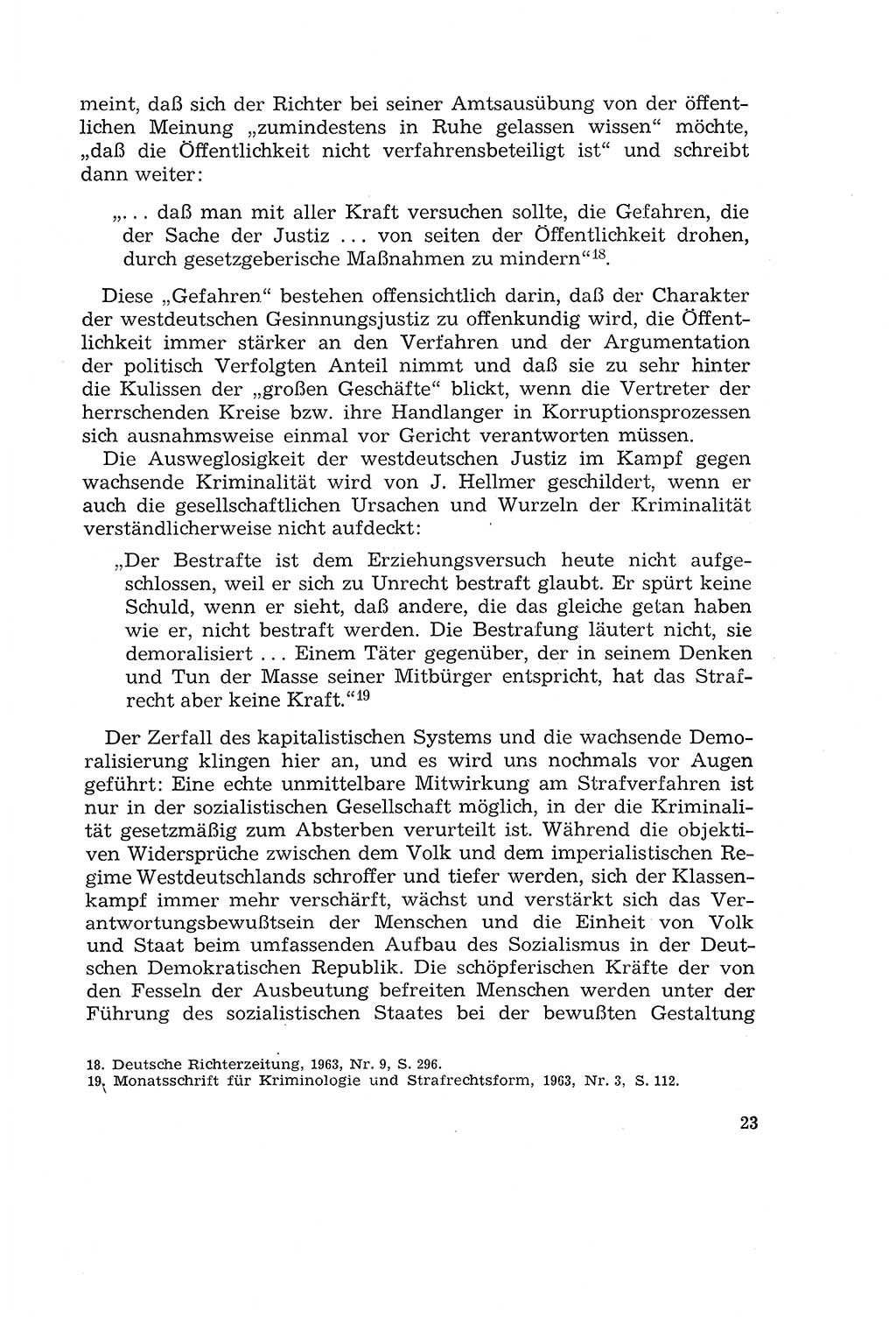 Die Mitwirkung der Werktätigen am Strafverfahren [Deutsche Demokratische Republik (DDR)] 1966, Seite 23 (Mitw. Str.-Verf. DDR 1966, S. 23)