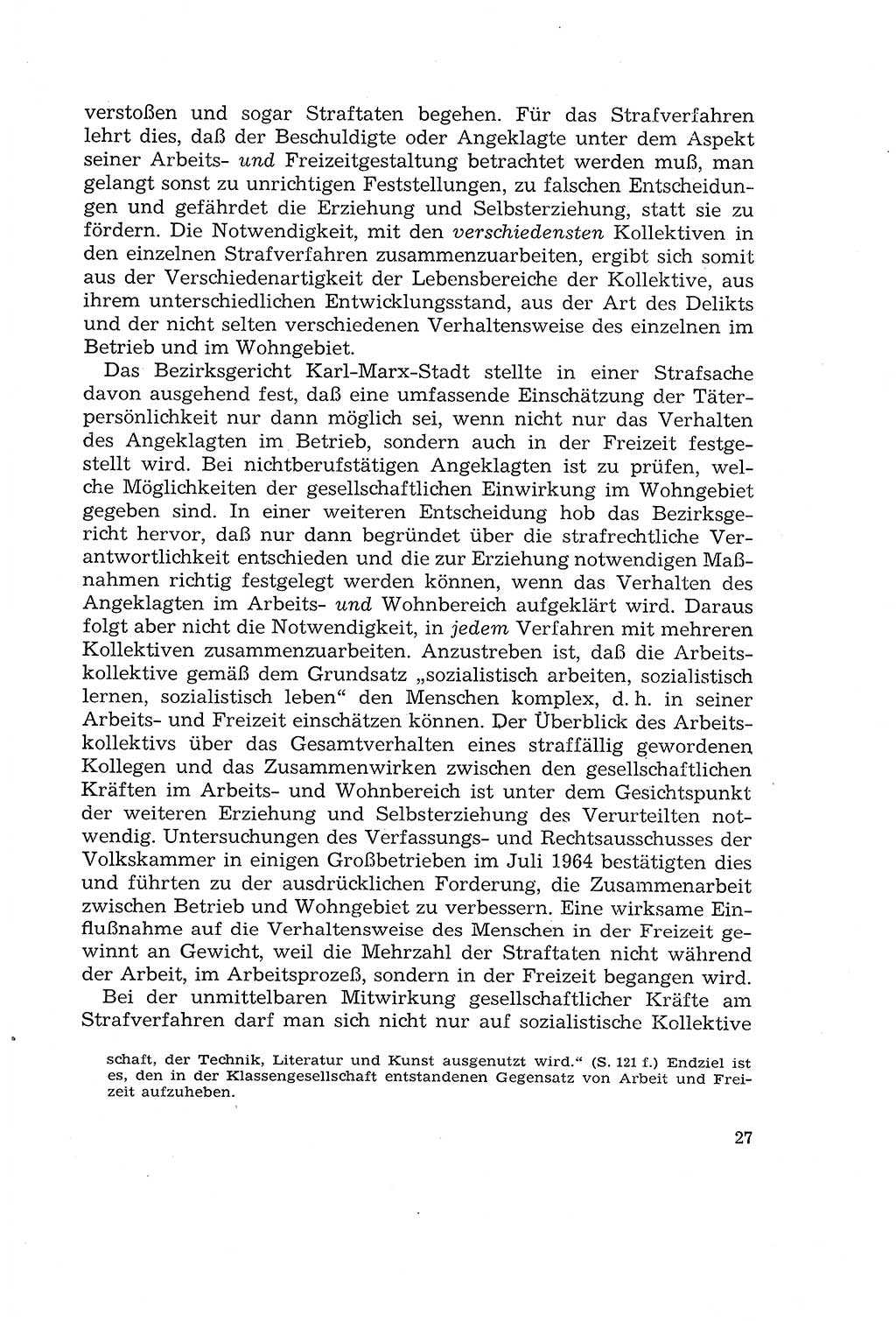 Die Mitwirkung der Werktätigen am Strafverfahren [Deutsche Demokratische Republik (DDR)] 1966, Seite 27 (Mitw. Str.-Verf. DDR 1966, S. 27)