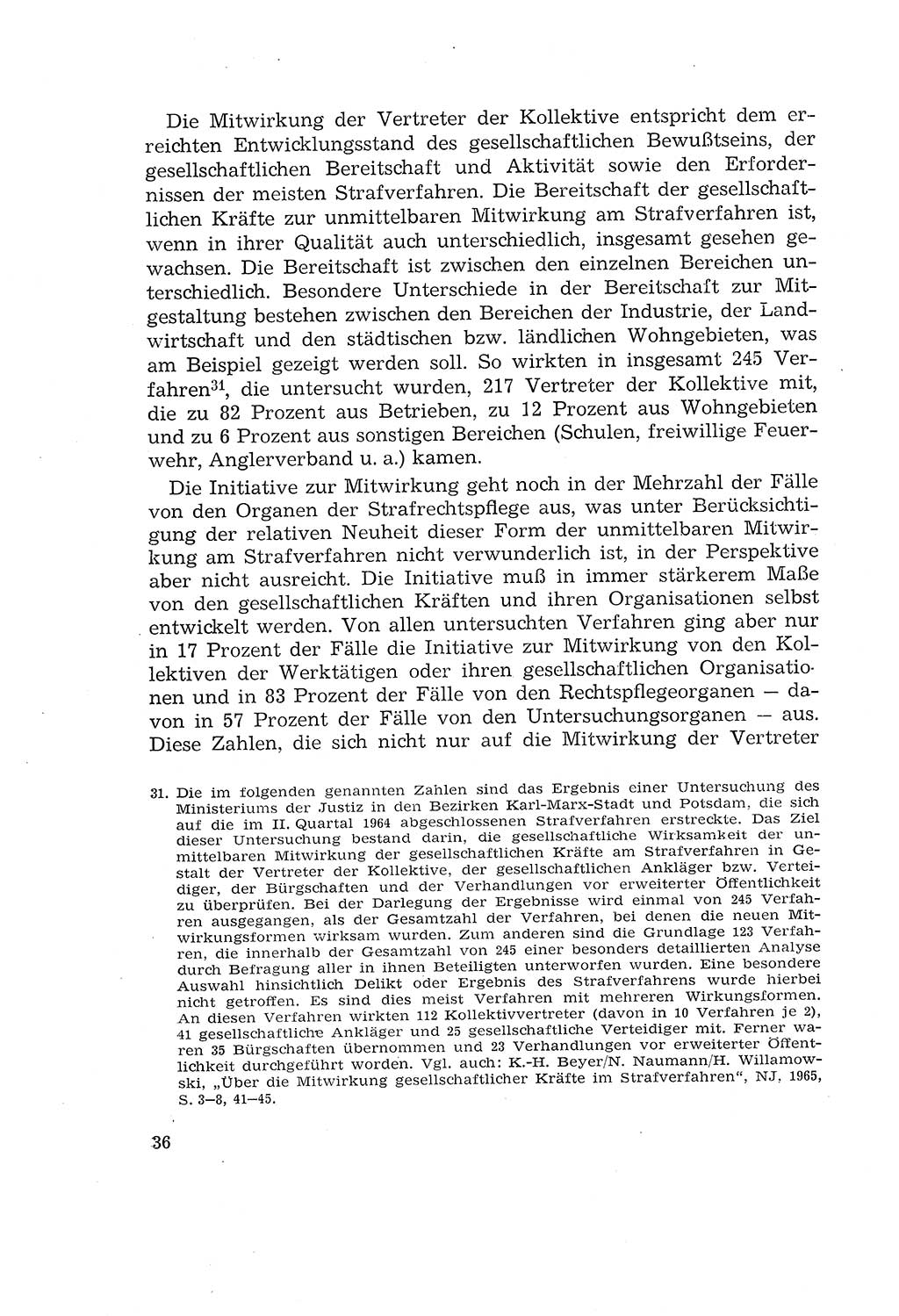 Die Mitwirkung der Werktätigen am Strafverfahren [Deutsche Demokratische Republik (DDR)] 1966, Seite 36 (Mitw. Str.-Verf. DDR 1966, S. 36)