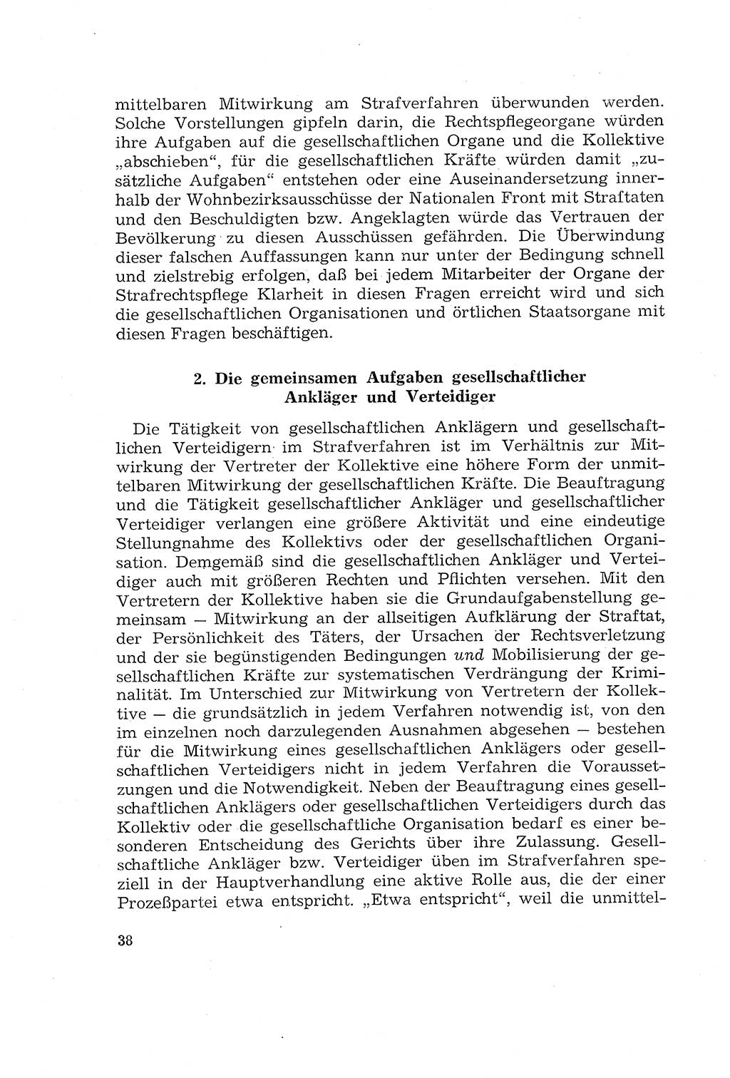 Die Mitwirkung der Werktätigen am Strafverfahren [Deutsche Demokratische Republik (DDR)] 1966, Seite 38 (Mitw. Str.-Verf. DDR 1966, S. 38)