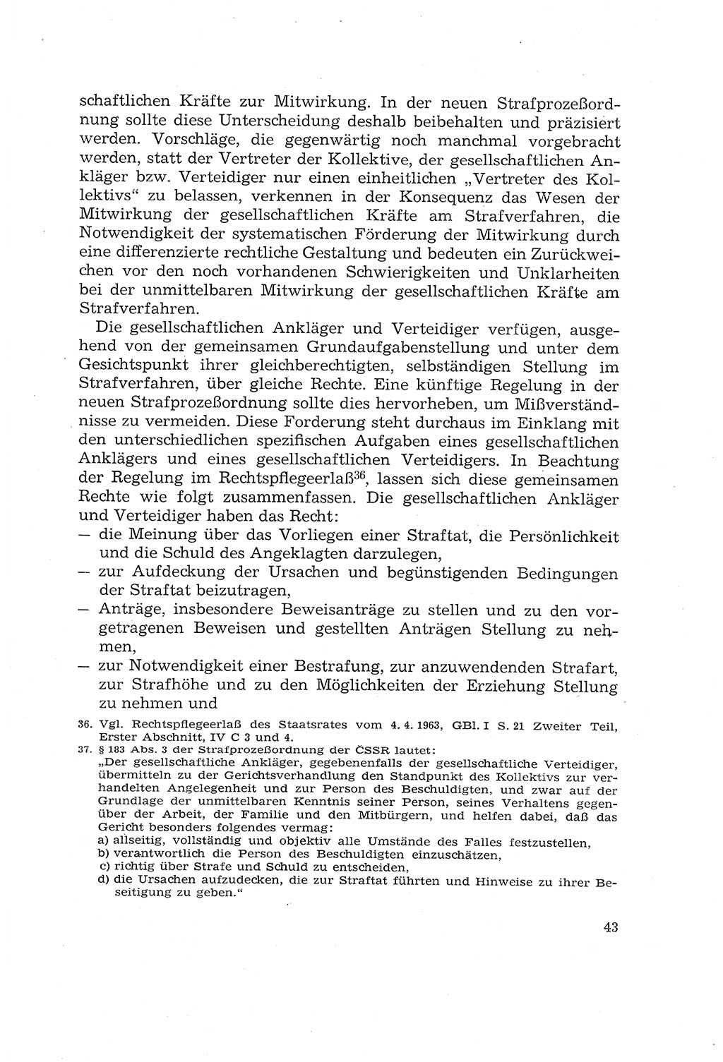 Die Mitwirkung der Werktätigen am Strafverfahren [Deutsche Demokratische Republik (DDR)] 1966, Seite 43 (Mitw. Str.-Verf. DDR 1966, S. 43)