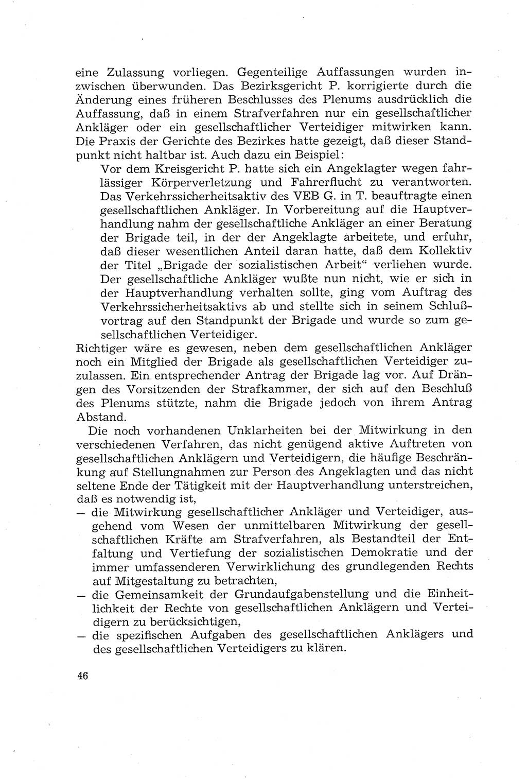 Die Mitwirkung der Werktätigen am Strafverfahren [Deutsche Demokratische Republik (DDR)] 1966, Seite 46 (Mitw. Str.-Verf. DDR 1966, S. 46)