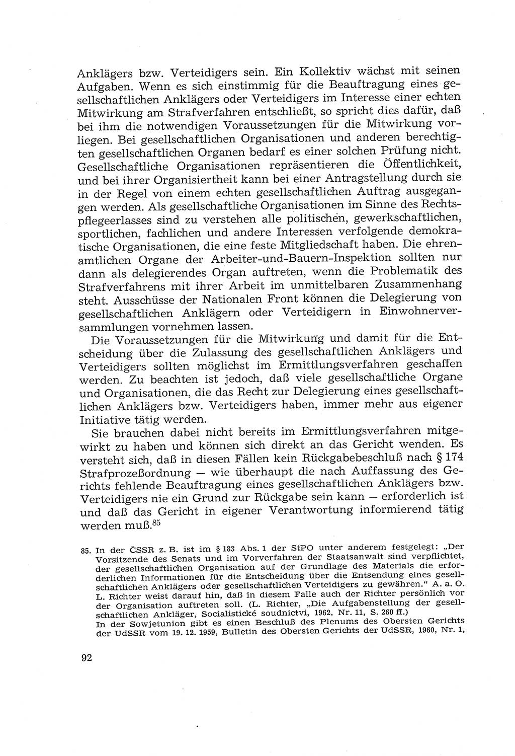 Die Mitwirkung der Werktätigen am Strafverfahren [Deutsche Demokratische Republik (DDR)] 1966, Seite 92 (Mitw. Str.-Verf. DDR 1966, S. 92)