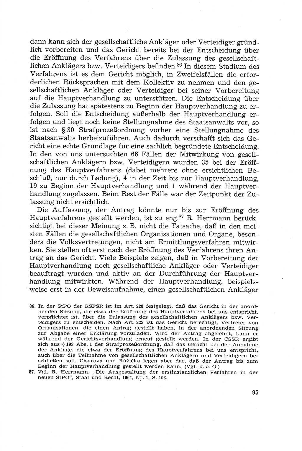 Die Mitwirkung der Werktätigen am Strafverfahren [Deutsche Demokratische Republik (DDR)] 1966, Seite 95 (Mitw. Str.-Verf. DDR 1966, S. 95)