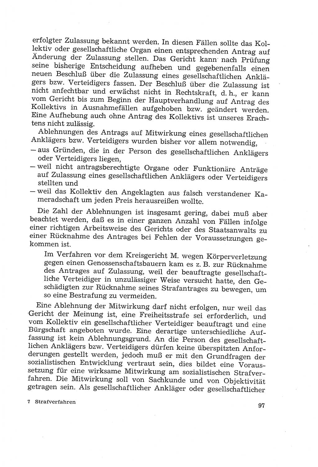 Die Mitwirkung der Werktätigen am Strafverfahren [Deutsche Demokratische Republik (DDR)] 1966, Seite 97 (Mitw. Str.-Verf. DDR 1966, S. 97)