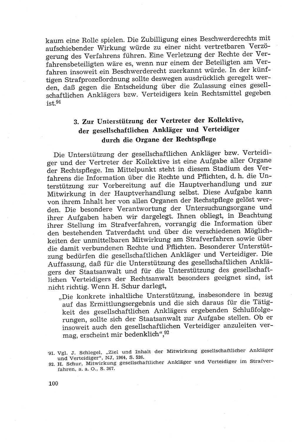 Die Mitwirkung der Werktätigen am Strafverfahren [Deutsche Demokratische Republik (DDR)] 1966, Seite 100 (Mitw. Str.-Verf. DDR 1966, S. 100)