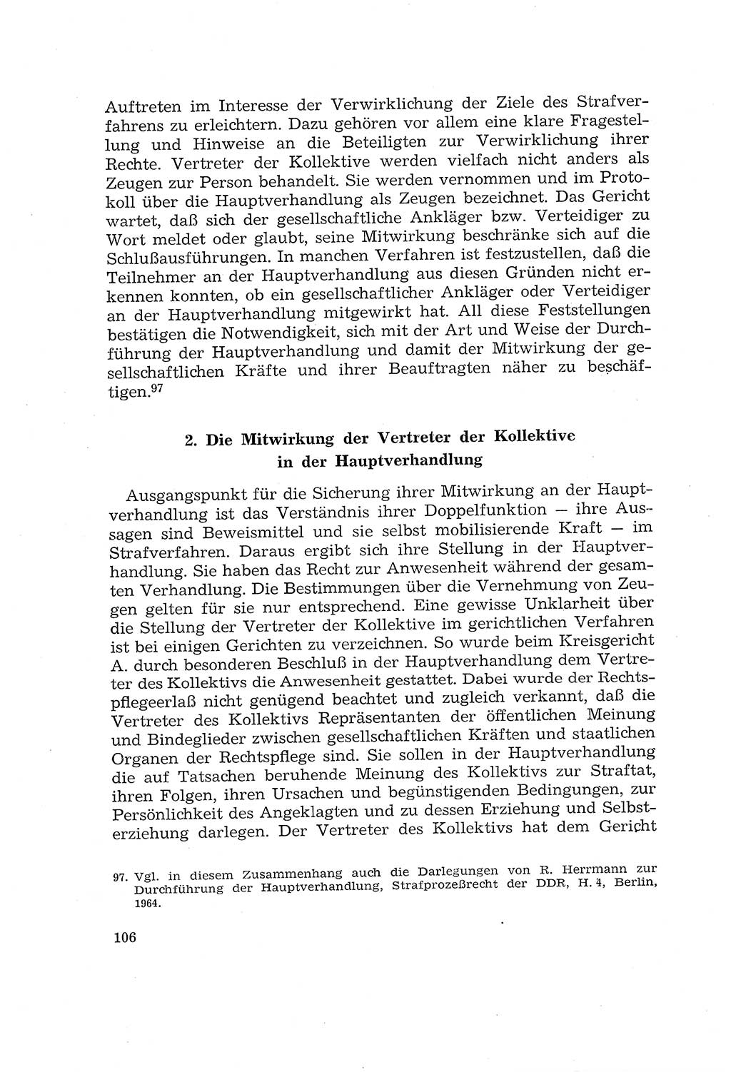 Die Mitwirkung der Werktätigen am Strafverfahren [Deutsche Demokratische Republik (DDR)] 1966, Seite 106 (Mitw. Str.-Verf. DDR 1966, S. 106)