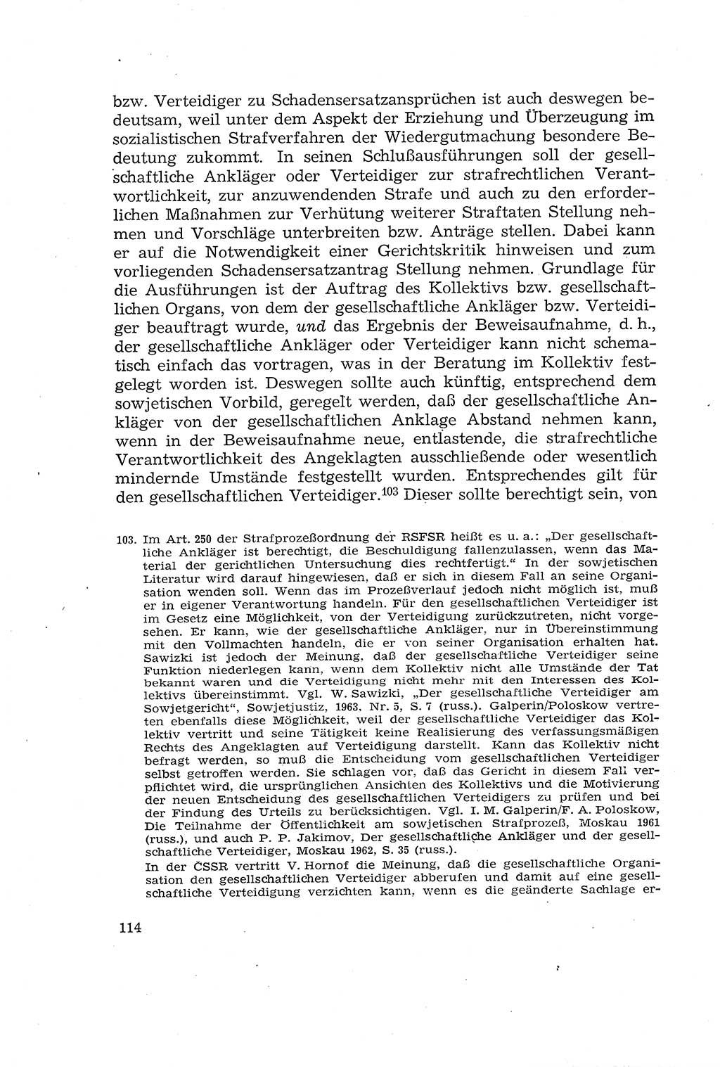 Die Mitwirkung der Werktätigen am Strafverfahren [Deutsche Demokratische Republik (DDR)] 1966, Seite 114 (Mitw. Str.-Verf. DDR 1966, S. 114)