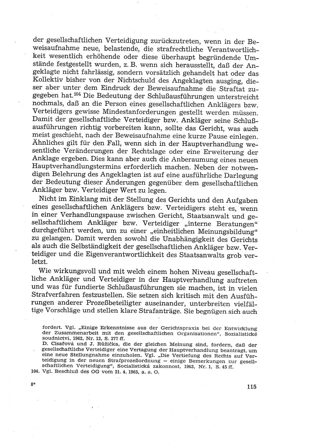 Die Mitwirkung der Werktätigen am Strafverfahren [Deutsche Demokratische Republik (DDR)] 1966, Seite 115 (Mitw. Str.-Verf. DDR 1966, S. 115)