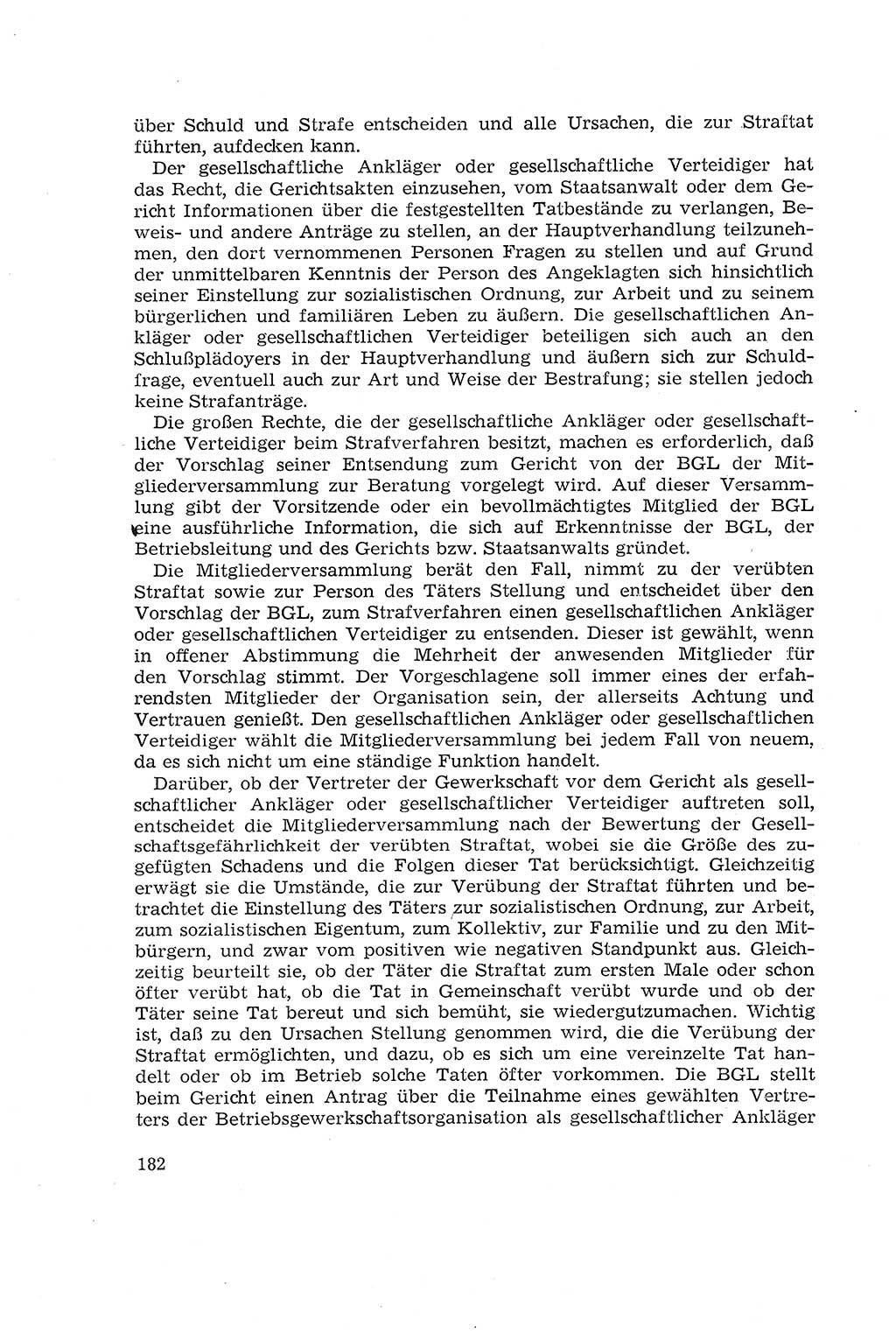 Die Mitwirkung der Werktätigen am Strafverfahren [Deutsche Demokratische Republik (DDR)] 1966, Seite 182 (Mitw. Str.-Verf. DDR 1966, S. 182)