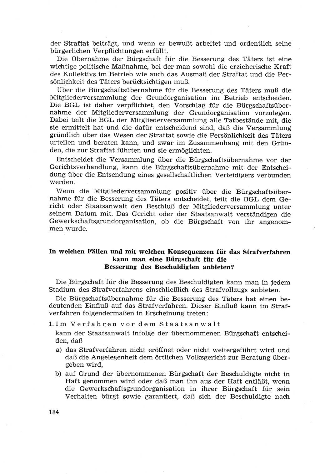 Die Mitwirkung der Werktätigen am Strafverfahren [Deutsche Demokratische Republik (DDR)] 1966, Seite 184 (Mitw. Str.-Verf. DDR 1966, S. 184)