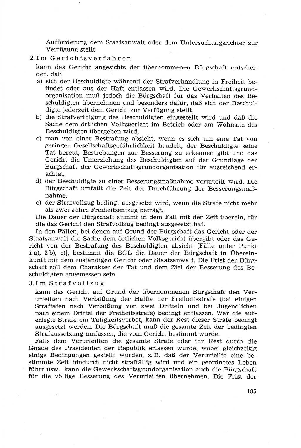 Die Mitwirkung der Werktätigen am Strafverfahren [Deutsche Demokratische Republik (DDR)] 1966, Seite 185 (Mitw. Str.-Verf. DDR 1966, S. 185)
