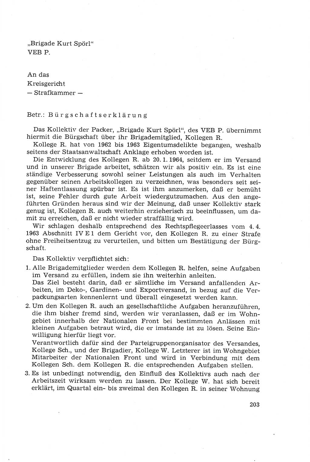 Die Mitwirkung der Werktätigen am Strafverfahren [Deutsche Demokratische Republik (DDR)] 1966, Seite 203 (Mitw. Str.-Verf. DDR 1966, S. 203)