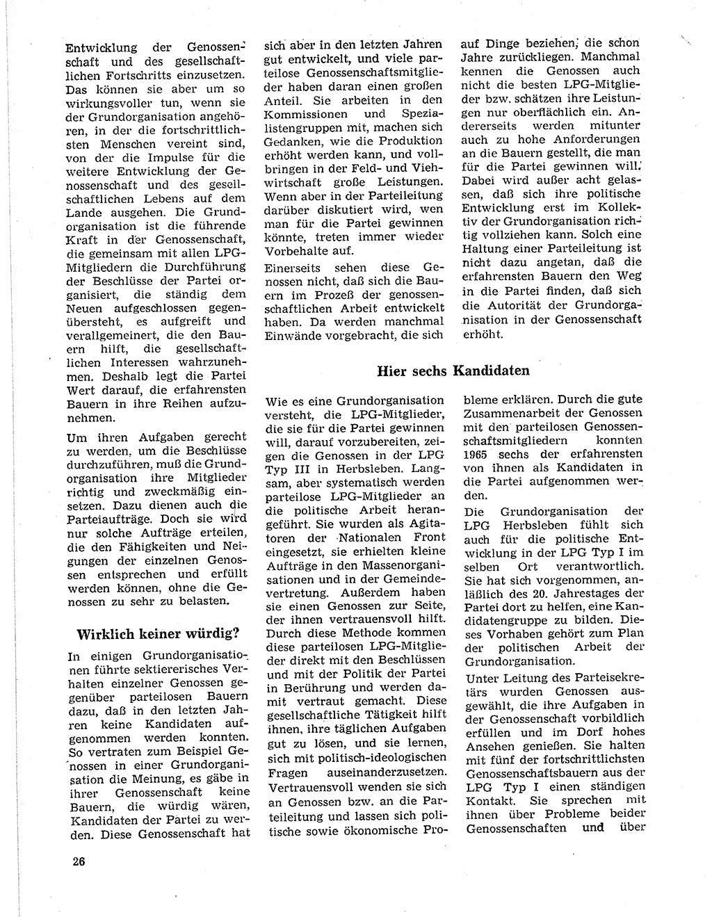 Neuer Weg (NW), Organ des Zentralkomitees (ZK) der SED (Sozialistische Einheitspartei Deutschlands) fÃ¼r Fragen des Parteilebens, 21. Jahrgang [Deutsche Demokratische Republik (DDR)] 1966, Seite 26 (NW ZK SED DDR 1966, S. 26)