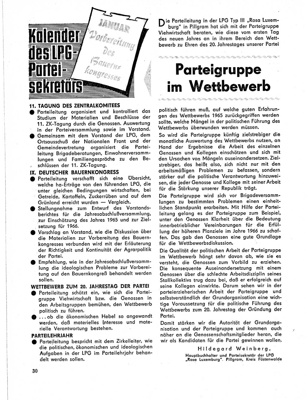 Neuer Weg (NW), Organ des Zentralkomitees (ZK) der SED (Sozialistische Einheitspartei Deutschlands) für Fragen des Parteilebens, 21. Jahrgang [Deutsche Demokratische Republik (DDR)] 1966, Seite 30 (NW ZK SED DDR 1966, S. 30)