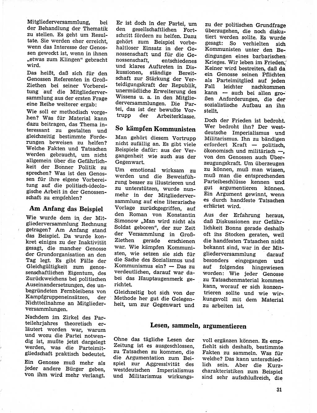 Neuer Weg (NW), Organ des Zentralkomitees (ZK) der SED (Sozialistische Einheitspartei Deutschlands) für Fragen des Parteilebens, 21. Jahrgang [Deutsche Demokratische Republik (DDR)] 1966, Seite 31 (NW ZK SED DDR 1966, S. 31)