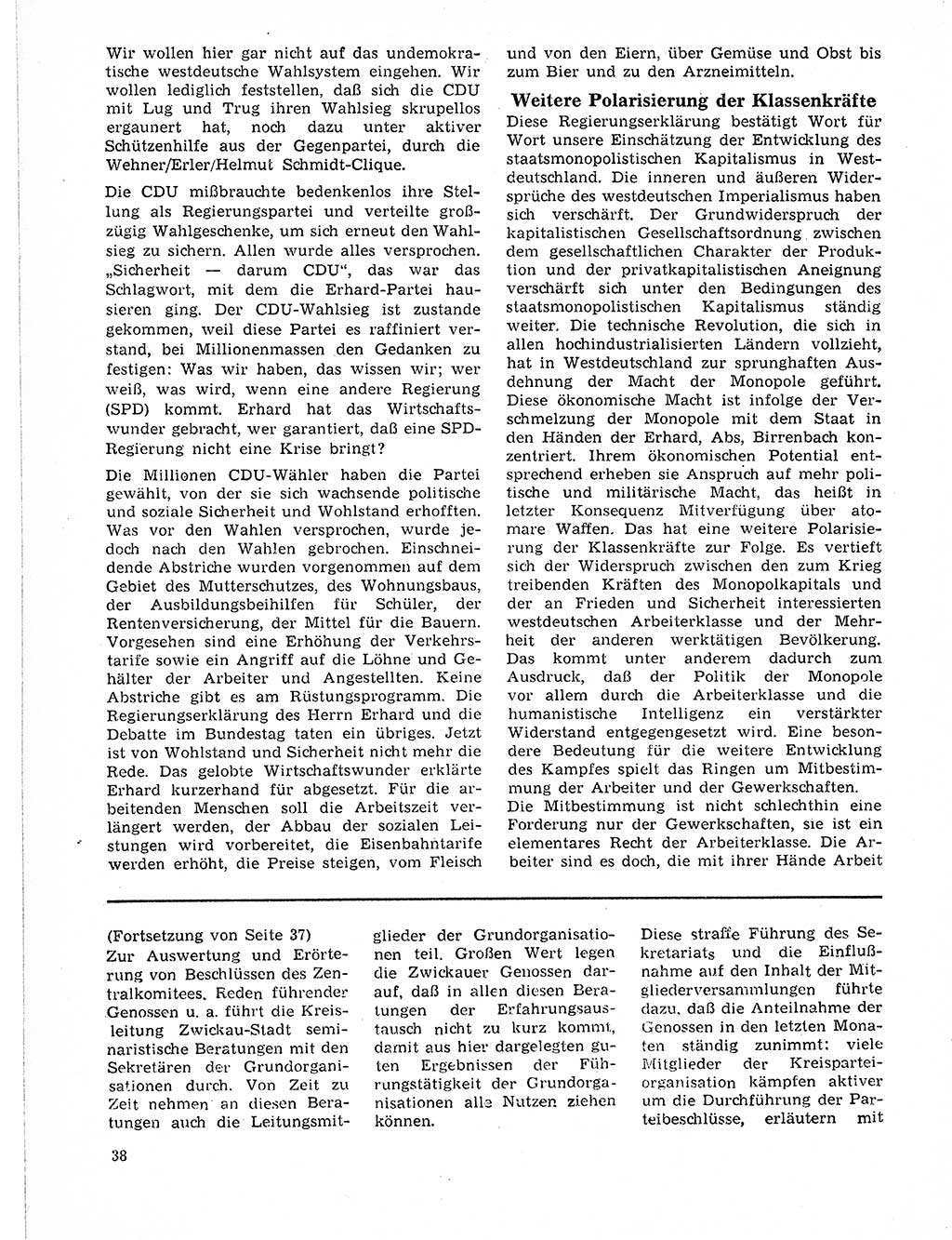 Neuer Weg (NW), Organ des Zentralkomitees (ZK) der SED (Sozialistische Einheitspartei Deutschlands) für Fragen des Parteilebens, 21. Jahrgang [Deutsche Demokratische Republik (DDR)] 1966, Seite 38 (NW ZK SED DDR 1966, S. 38)