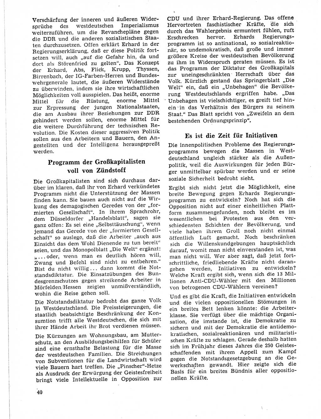 Neuer Weg (NW), Organ des Zentralkomitees (ZK) der SED (Sozialistische Einheitspartei Deutschlands) für Fragen des Parteilebens, 21. Jahrgang [Deutsche Demokratische Republik (DDR)] 1966, Seite 40 (NW ZK SED DDR 1966, S. 40)