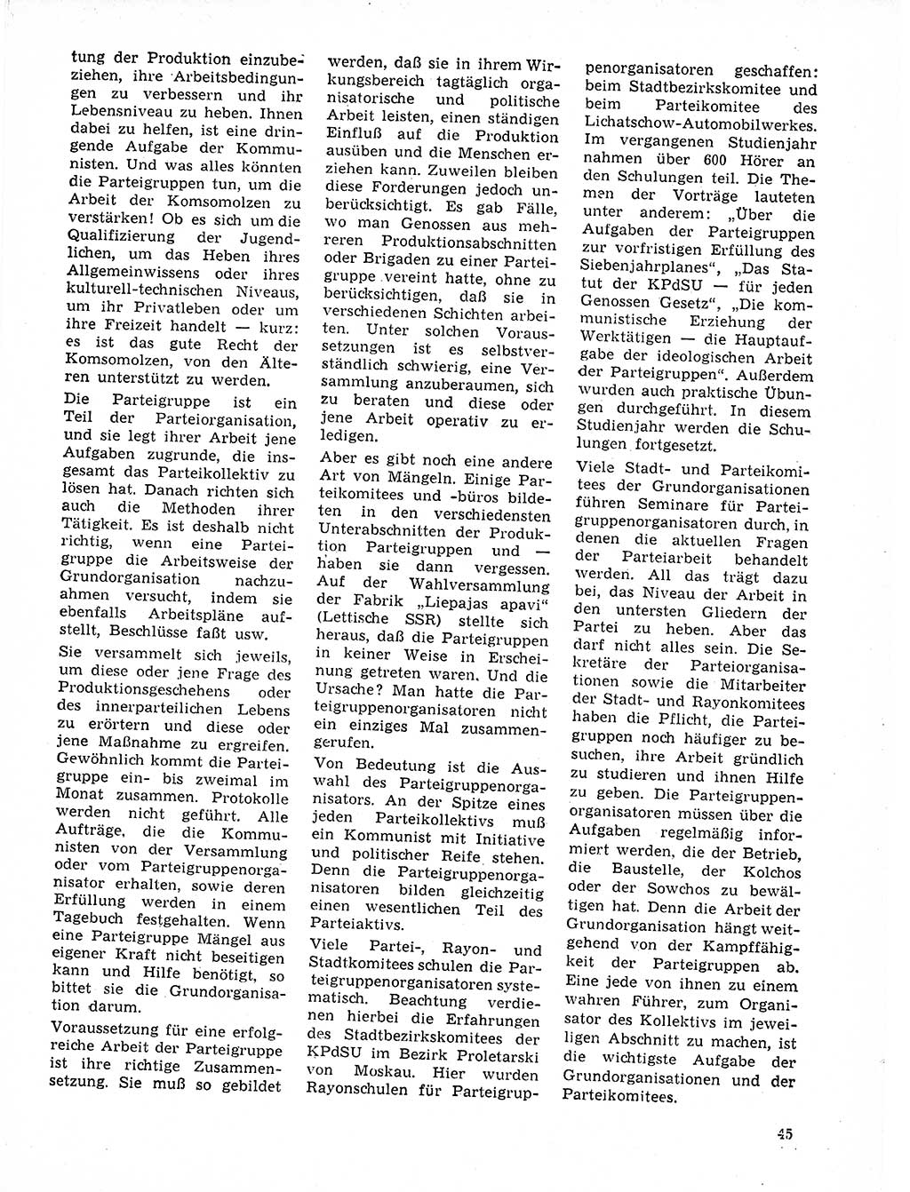 Neuer Weg (NW), Organ des Zentralkomitees (ZK) der SED (Sozialistische Einheitspartei Deutschlands) für Fragen des Parteilebens, 21. Jahrgang [Deutsche Demokratische Republik (DDR)] 1966, Seite 45 (NW ZK SED DDR 1966, S. 45)