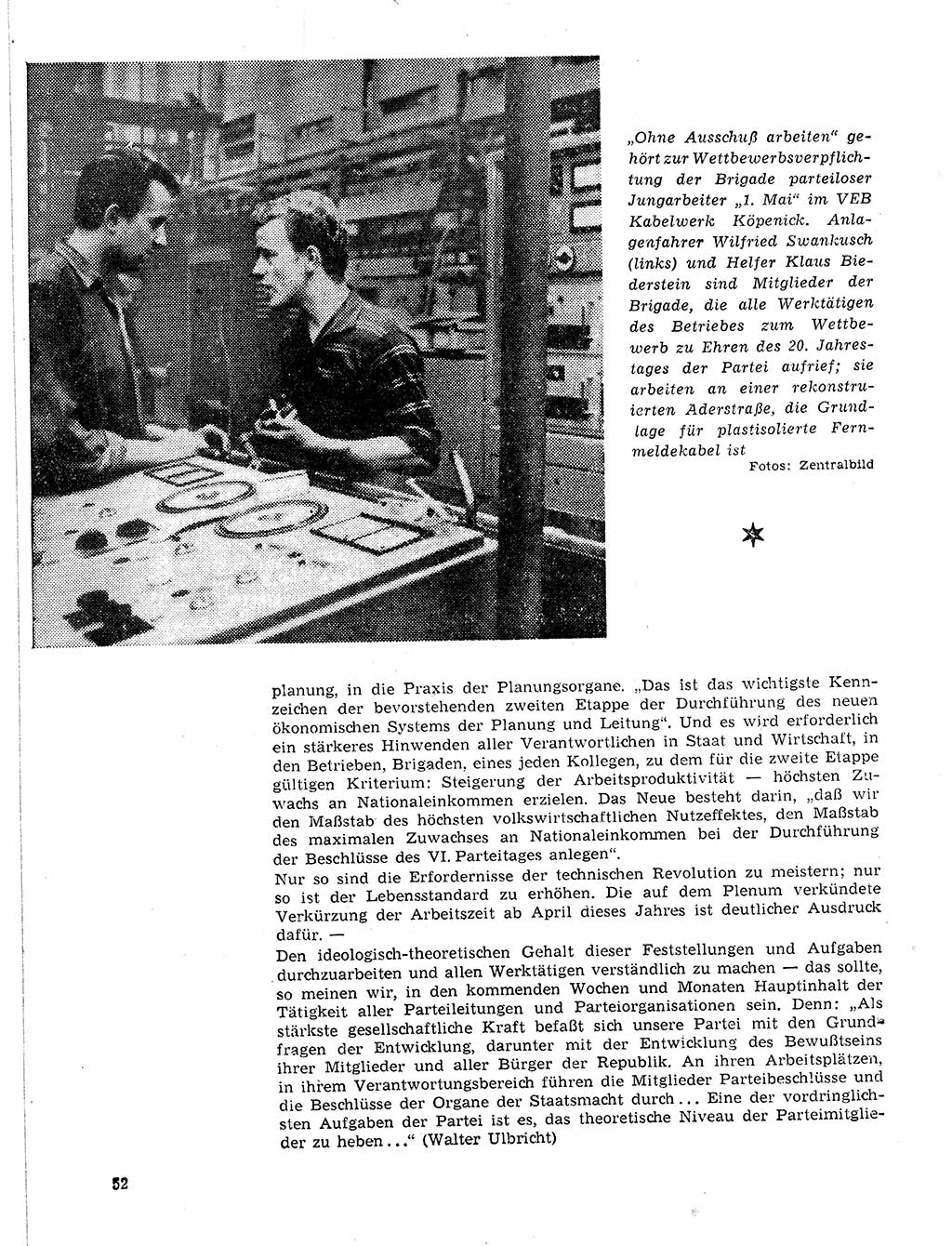 Neuer Weg (NW), Organ des Zentralkomitees (ZK) der SED (Sozialistische Einheitspartei Deutschlands) für Fragen des Parteilebens, 21. Jahrgang [Deutsche Demokratische Republik (DDR)] 1966, Seite 52 (NW ZK SED DDR 1966, S. 52)