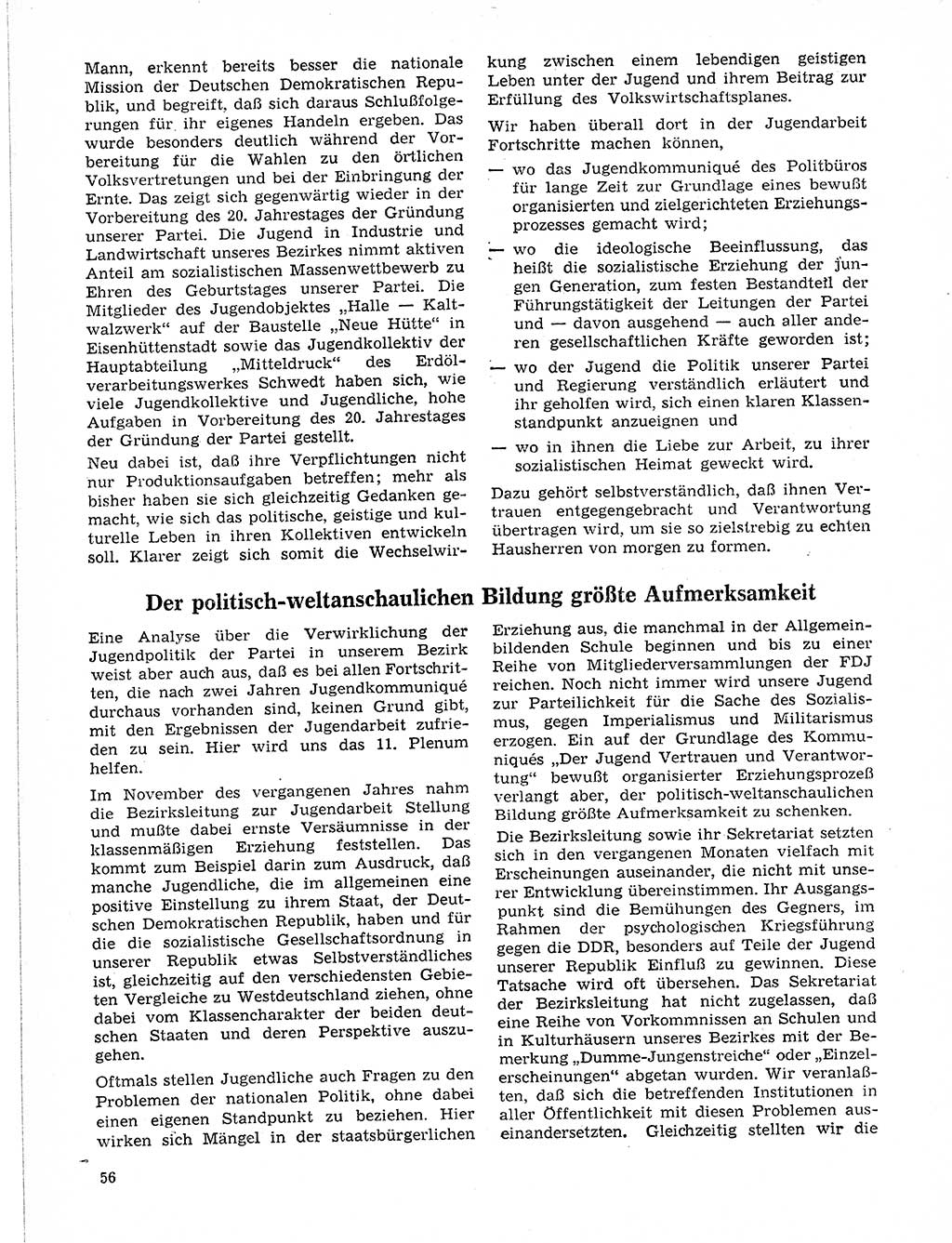 Neuer Weg (NW), Organ des Zentralkomitees (ZK) der SED (Sozialistische Einheitspartei Deutschlands) für Fragen des Parteilebens, 21. Jahrgang [Deutsche Demokratische Republik (DDR)] 1966, Seite 56 (NW ZK SED DDR 1966, S. 56)