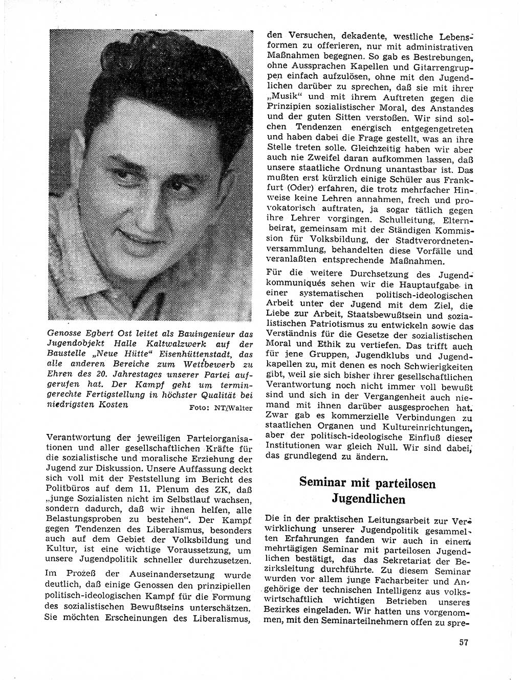 Neuer Weg (NW), Organ des Zentralkomitees (ZK) der SED (Sozialistische Einheitspartei Deutschlands) für Fragen des Parteilebens, 21. Jahrgang [Deutsche Demokratische Republik (DDR)] 1966, Seite 57 (NW ZK SED DDR 1966, S. 57)