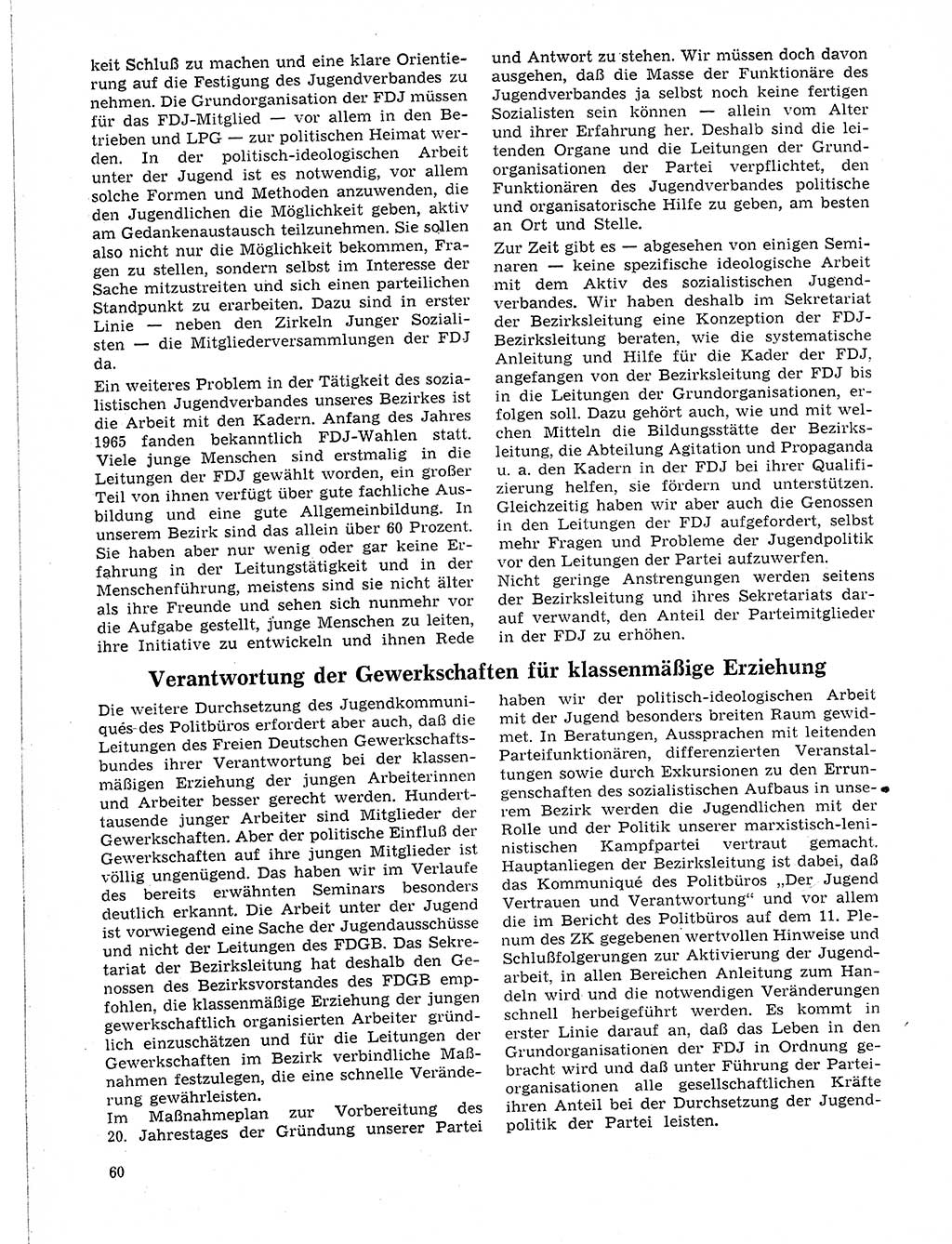 Neuer Weg (NW), Organ des Zentralkomitees (ZK) der SED (Sozialistische Einheitspartei Deutschlands) für Fragen des Parteilebens, 21. Jahrgang [Deutsche Demokratische Republik (DDR)] 1966, Seite 60 (NW ZK SED DDR 1966, S. 60)