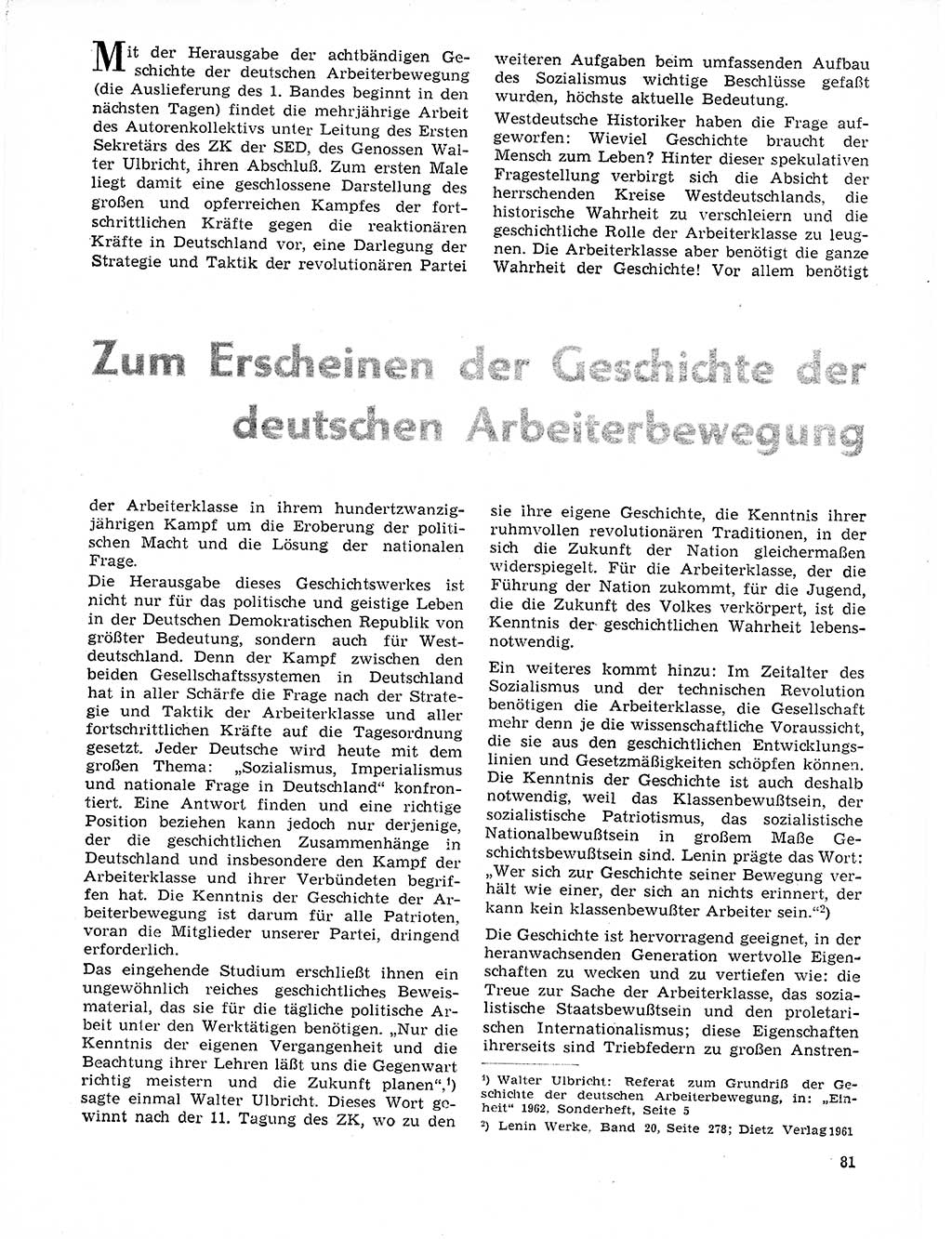 Neuer Weg (NW), Organ des Zentralkomitees (ZK) der SED (Sozialistische Einheitspartei Deutschlands) für Fragen des Parteilebens, 21. Jahrgang [Deutsche Demokratische Republik (DDR)] 1966, Seite 81 (NW ZK SED DDR 1966, S. 81)