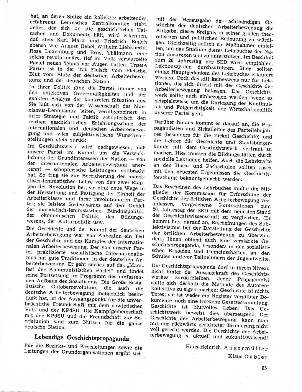 Neuer Weg (NW), Organ des Zentralkomitees (ZK) der SED (Sozialistische Einheitspartei Deutschlands) für Fragen des Parteilebens, 21. Jahrgang [Deutsche Demokratische Republik (DDR)] 1966, Seite 85 (NW ZK SED DDR 1966, S. 85)