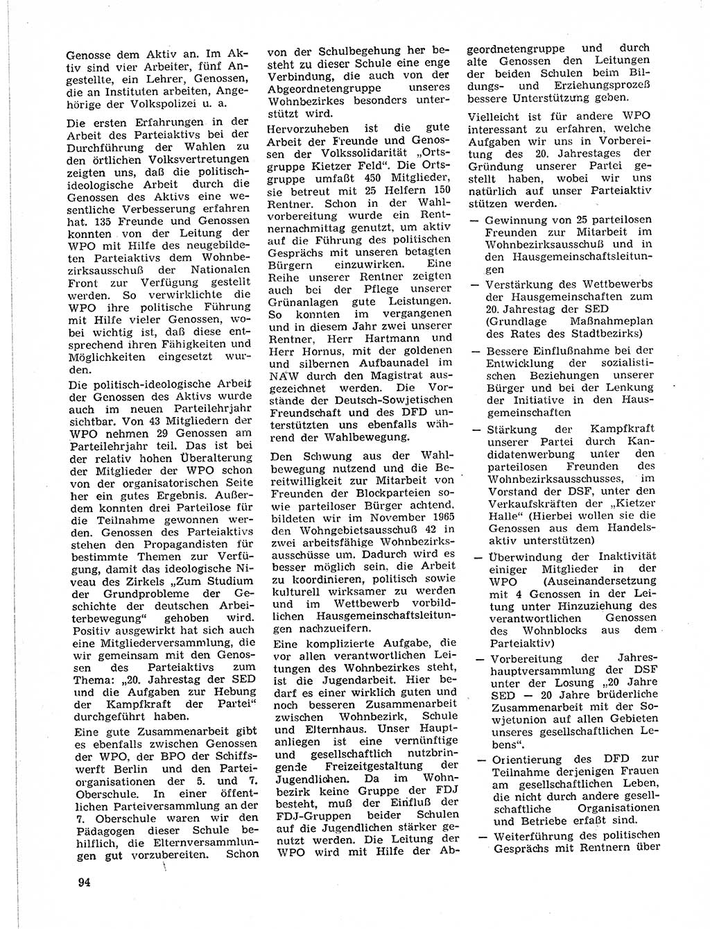 Neuer Weg (NW), Organ des Zentralkomitees (ZK) der SED (Sozialistische Einheitspartei Deutschlands) für Fragen des Parteilebens, 21. Jahrgang [Deutsche Demokratische Republik (DDR)] 1966, Seite 94 (NW ZK SED DDR 1966, S. 94)