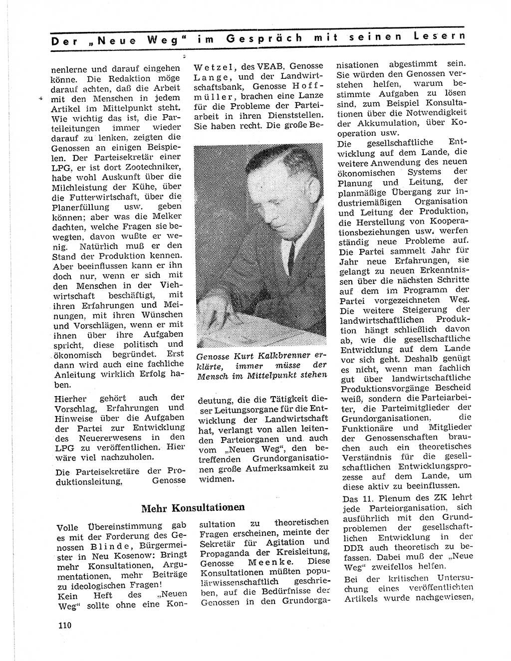 Neuer Weg (NW), Organ des Zentralkomitees (ZK) der SED (Sozialistische Einheitspartei Deutschlands) für Fragen des Parteilebens, 21. Jahrgang [Deutsche Demokratische Republik (DDR)] 1966, Seite 110 (NW ZK SED DDR 1966, S. 110)