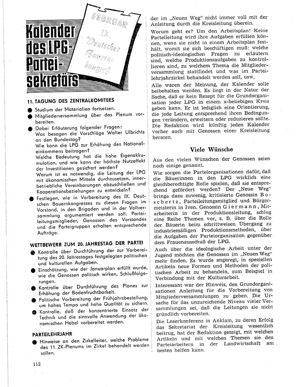 Neuer Weg (NW), Organ des Zentralkomitees (ZK) der SED (Sozialistische Einheitspartei Deutschlands) fÃ¼r Fragen des Parteilebens, 21. Jahrgang [Deutsche Demokratische Republik (DDR)] 1966, Seite 112 (NW ZK SED DDR 1966, S. 112)